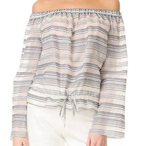 Theory striped off the shoulder blouse